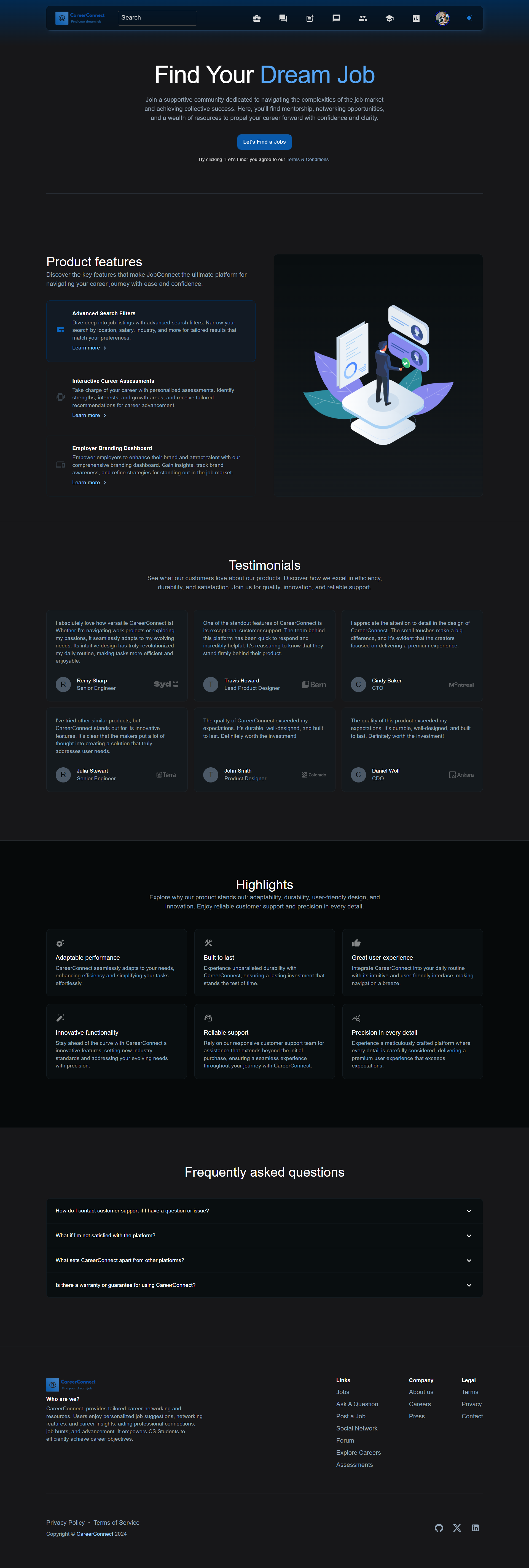 Career Connect — user management detail