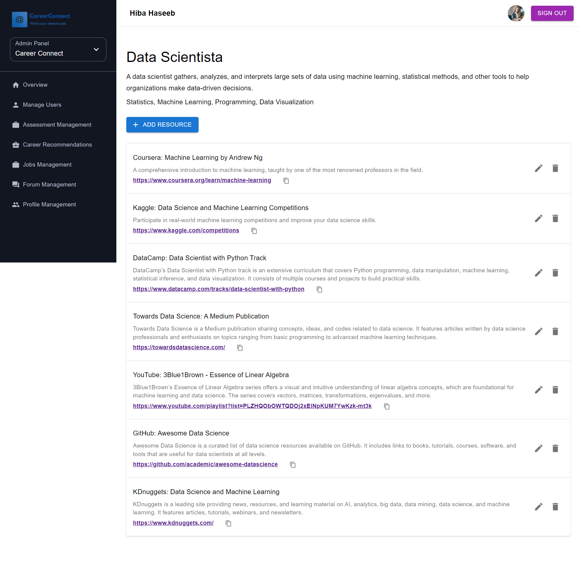 Career Connect — career resource management