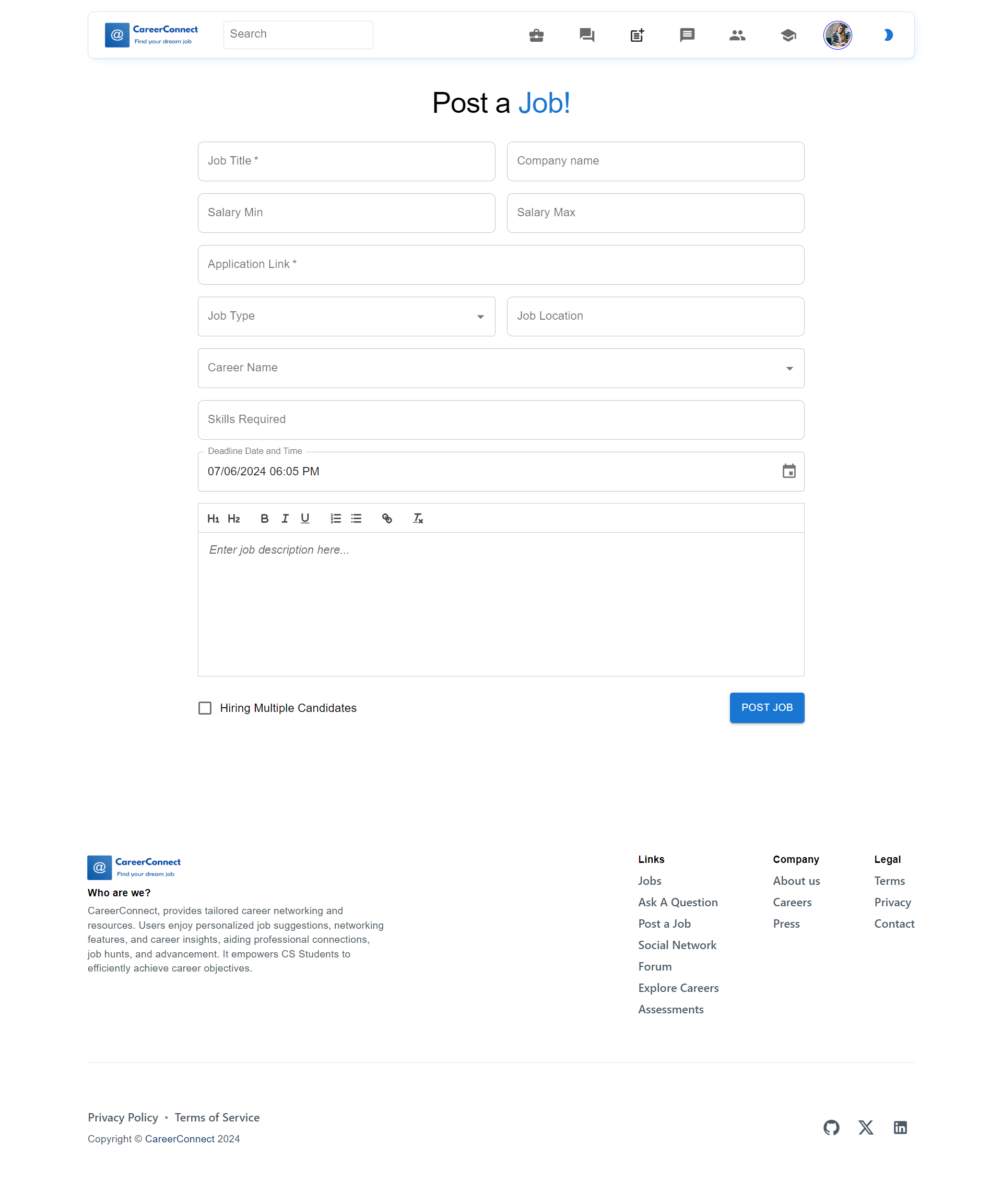 Career Connect — job posting