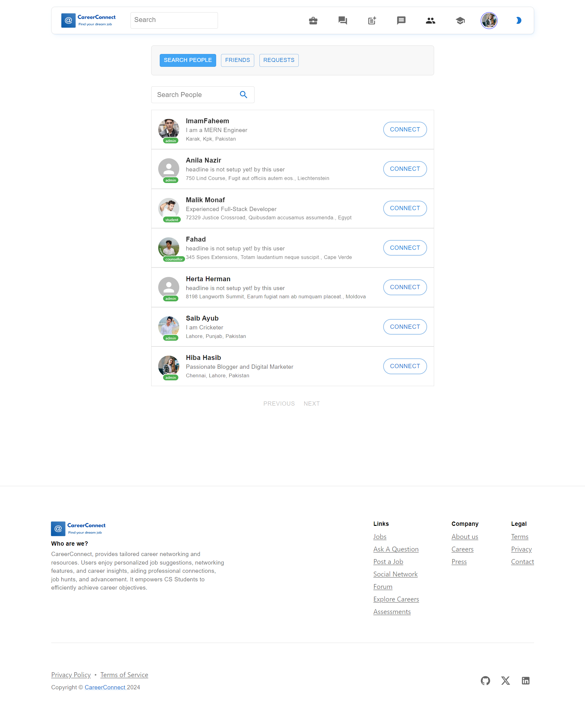 Career Connect — employer dashboard
