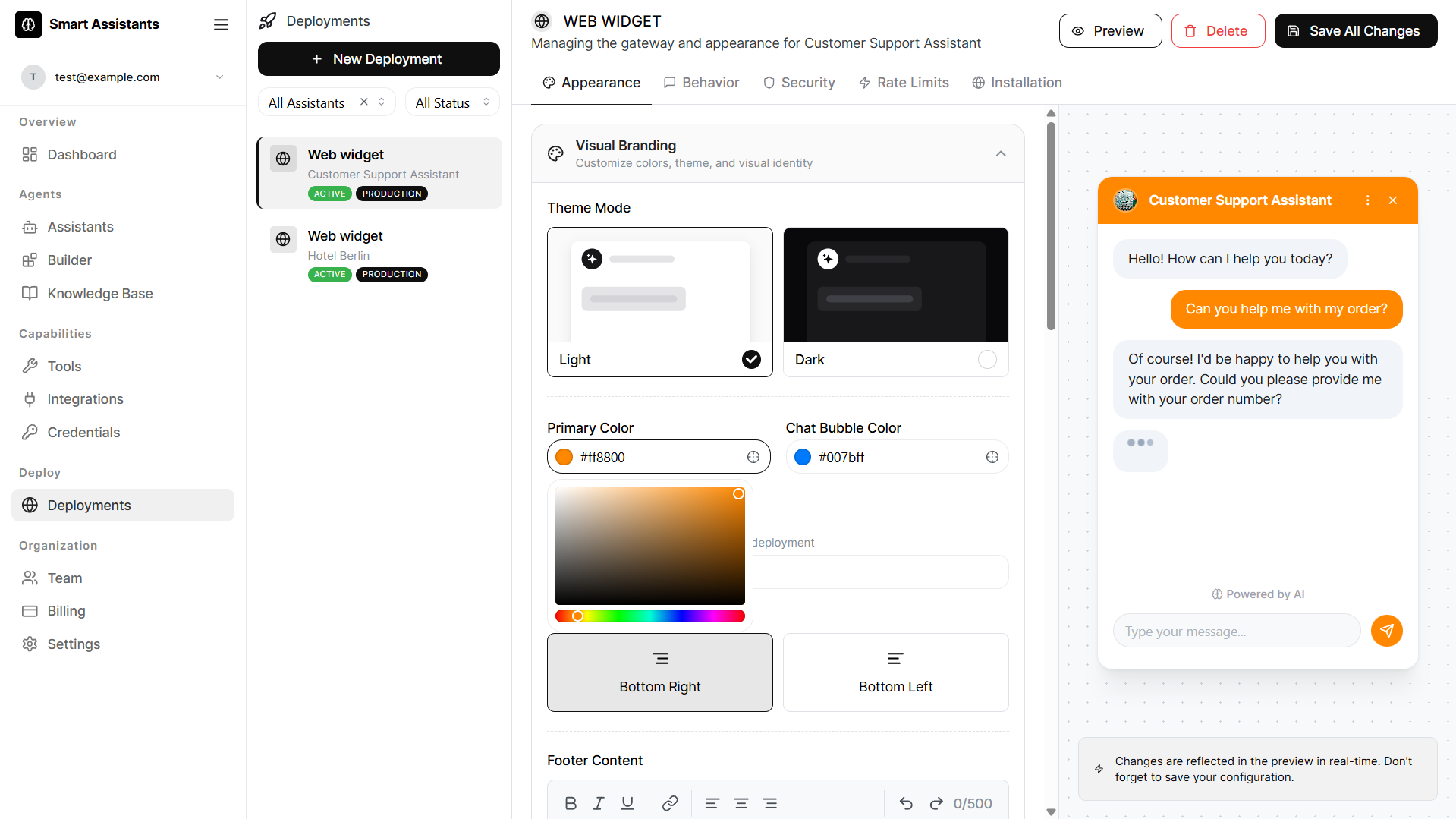 Chatevo — embed and deployments
