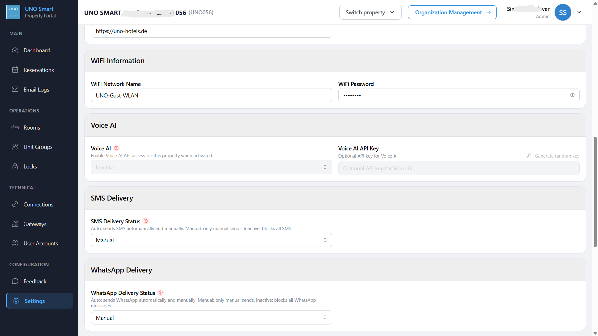 Crito Smart PMS — property configuration