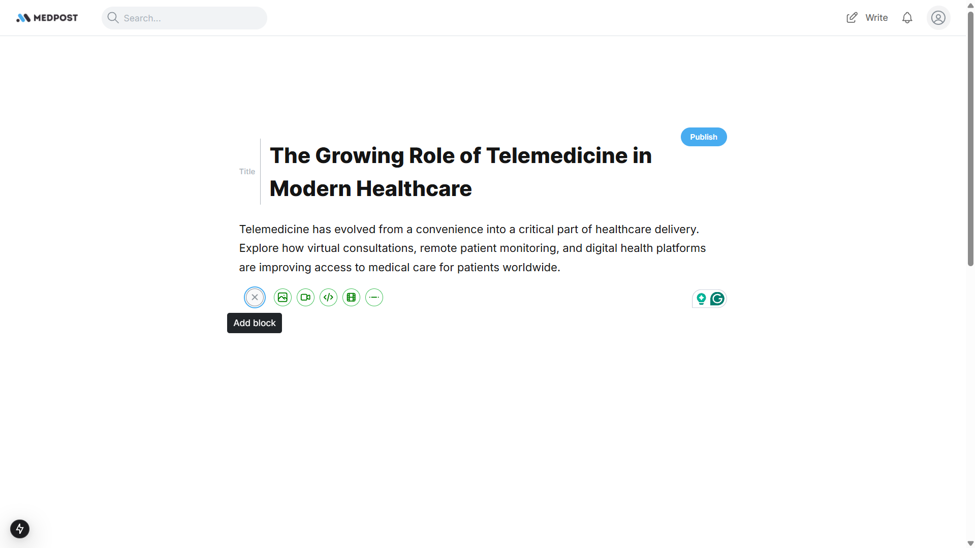Medpost — rich text editor