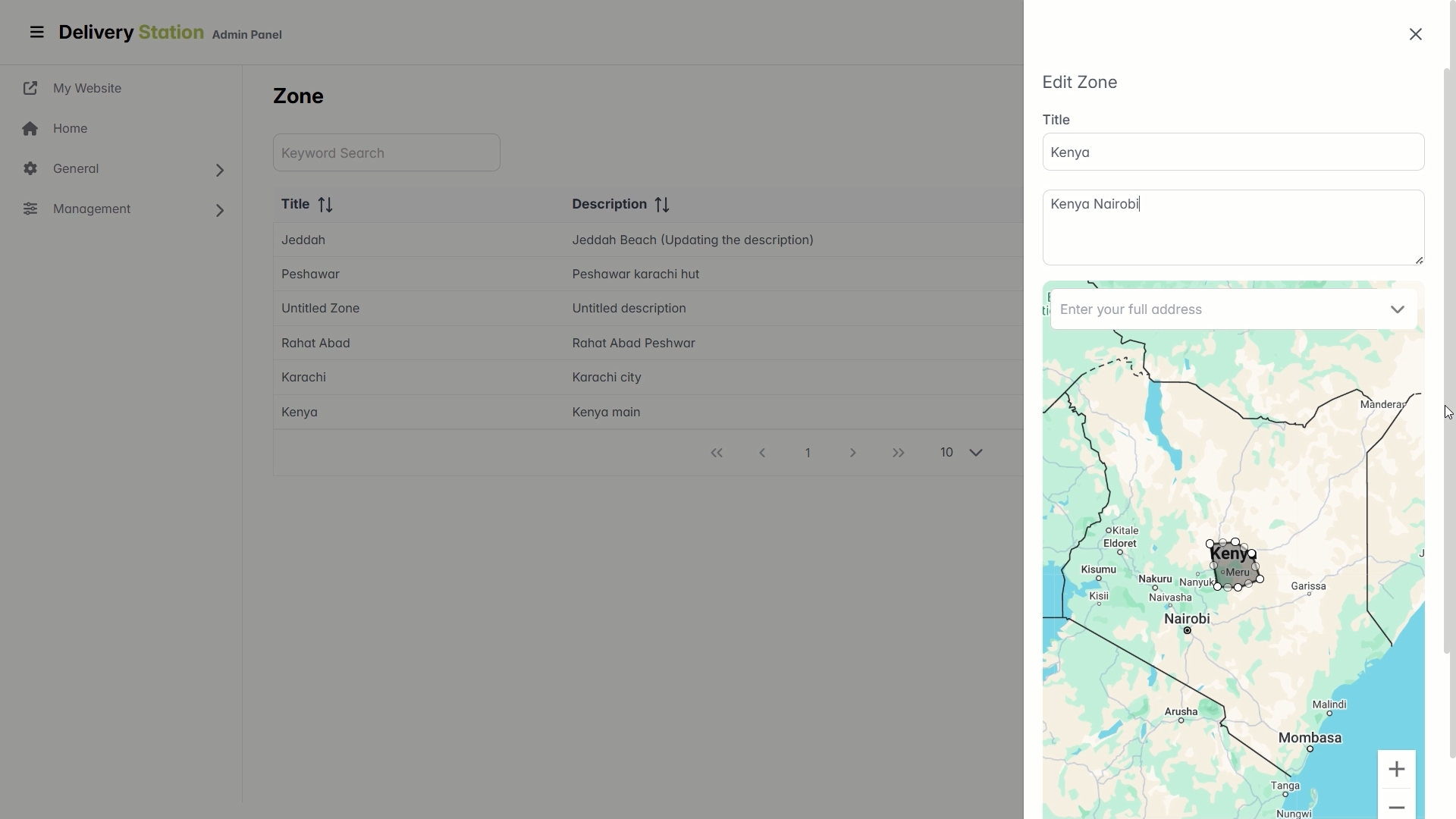 Restaurant platform — delivery zone editor