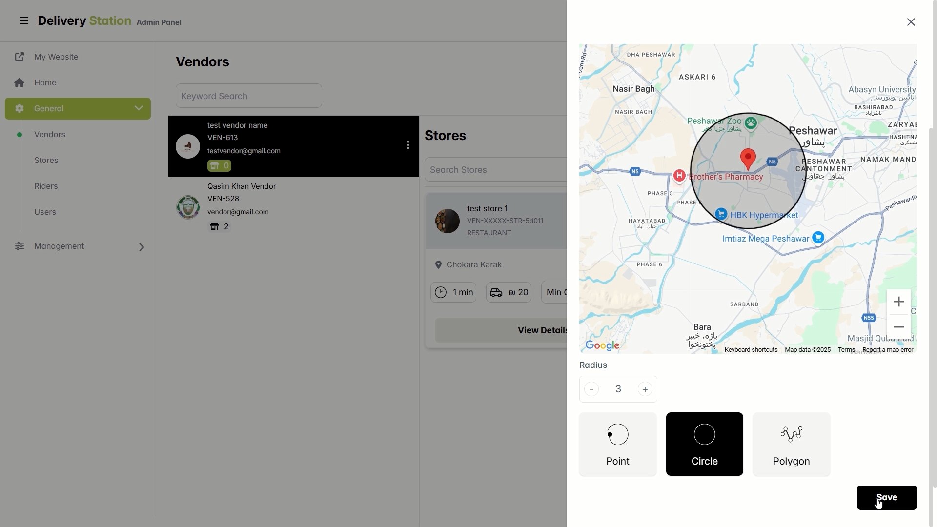 Restaurant platform — vendor creation and location