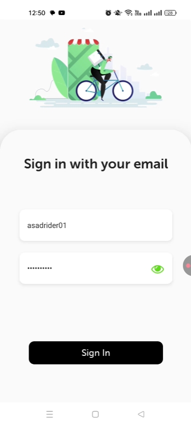 Restaurant platform — rider app sign-in